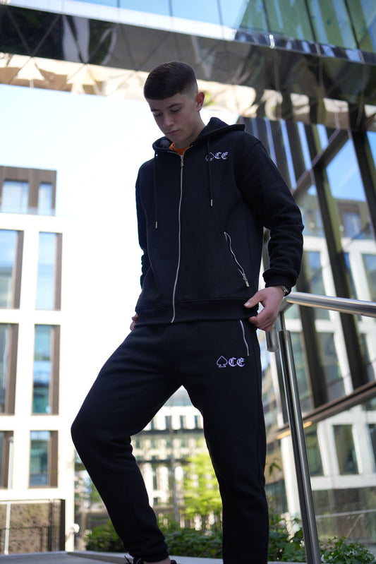 ACE  BLACK FULL ZIP TECH TRACKSUIT