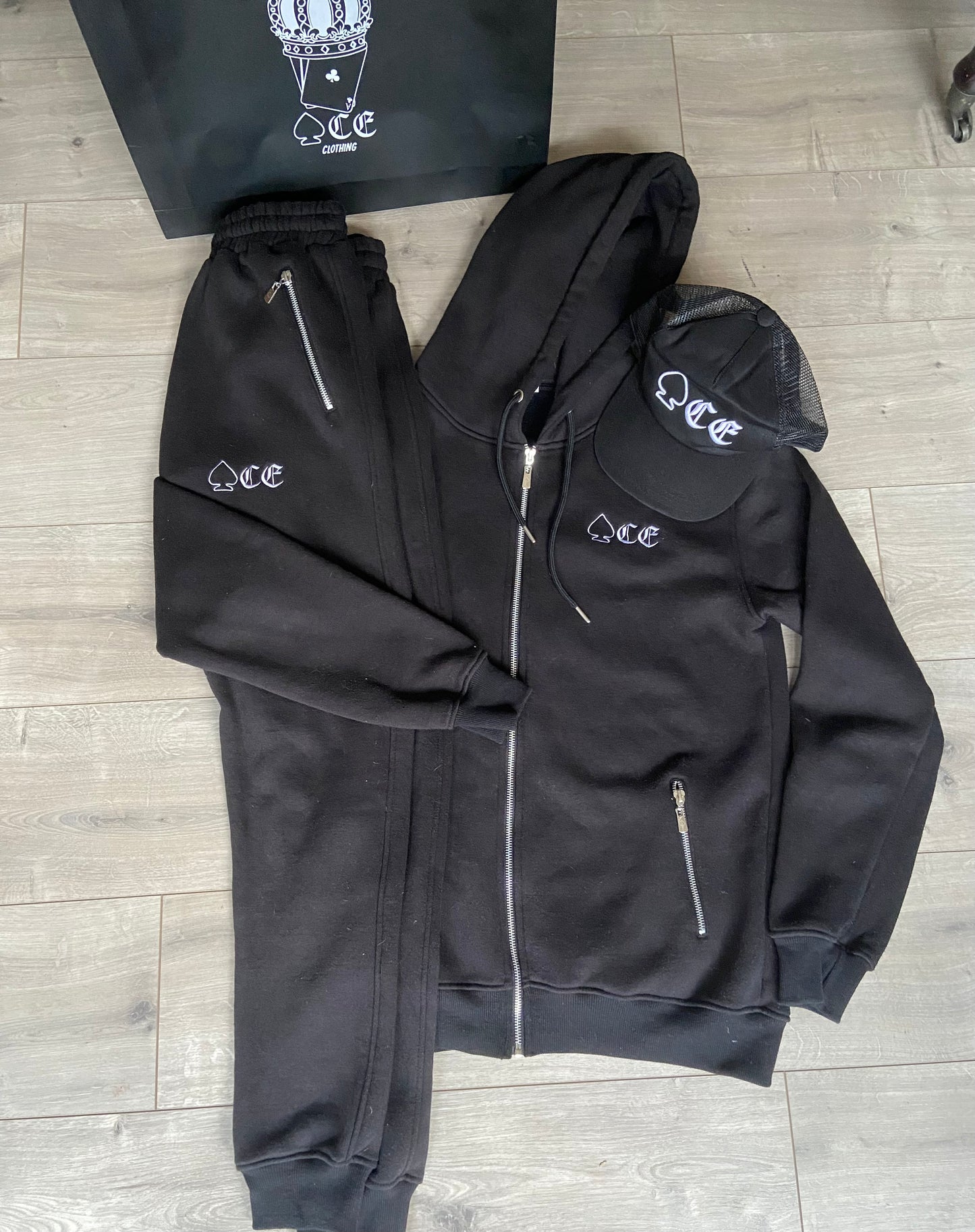 ACE  BLACK FULL ZIP TECH TRACKSUIT