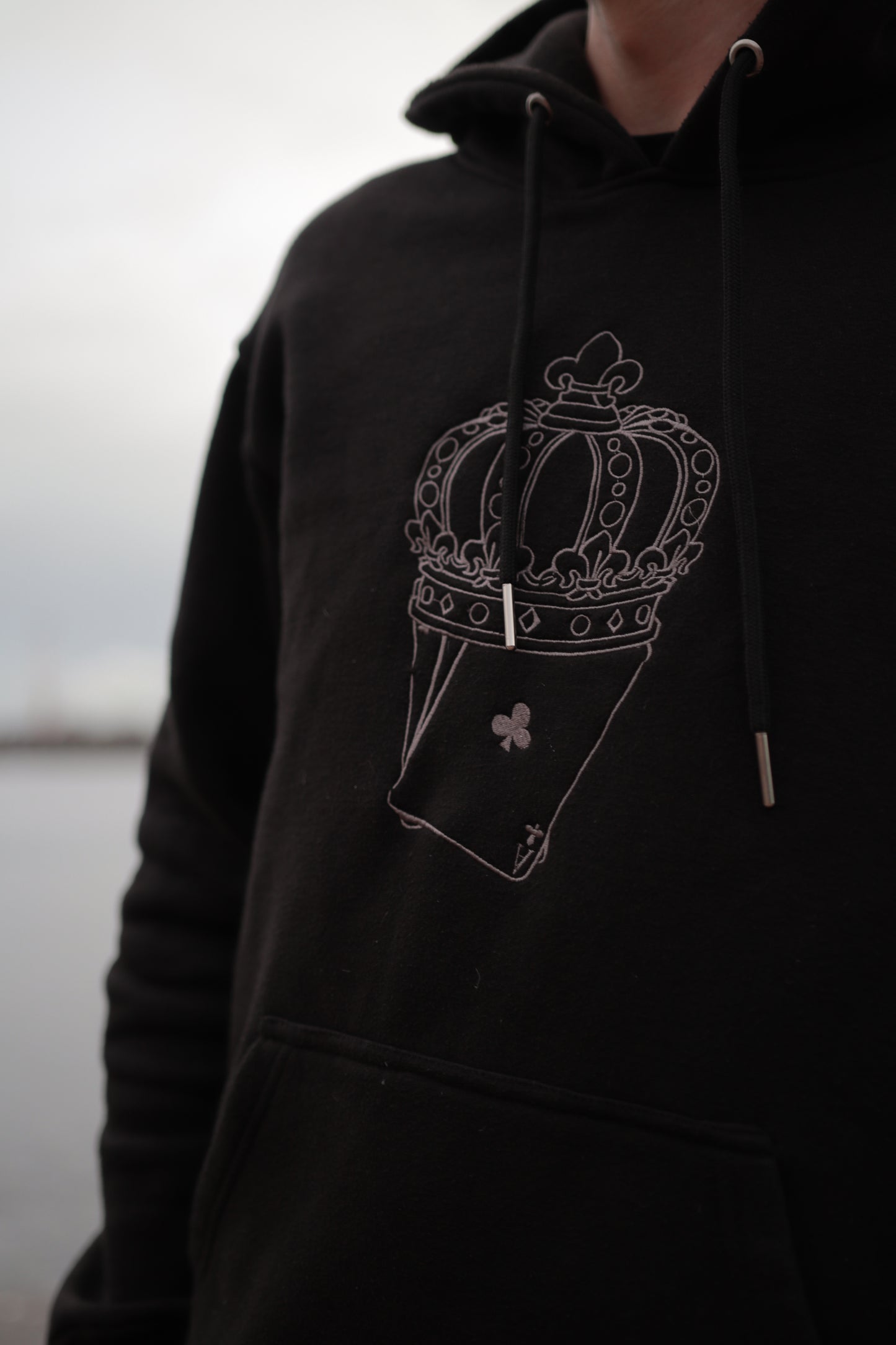 ACE BLACK EMBROIDED HOODIE