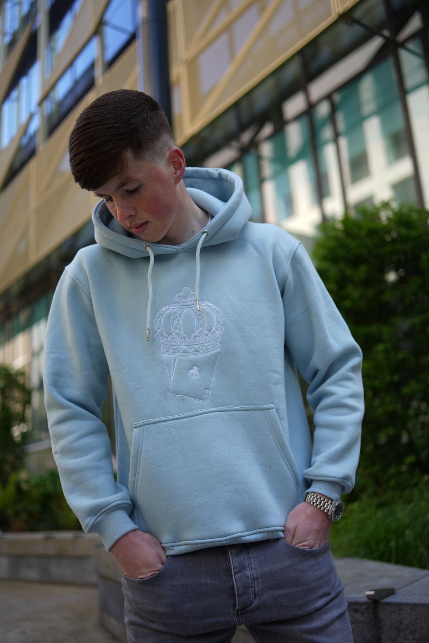 ACE BABY BLUE EMBROIDERED HOODIE