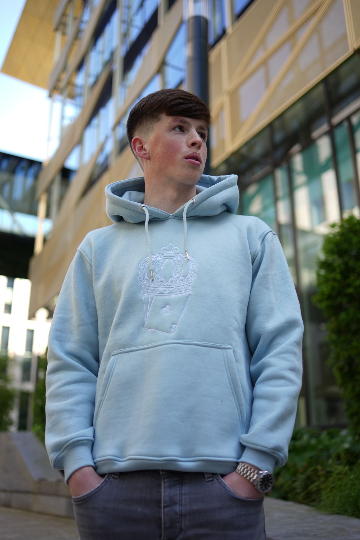 ACE BABY BLUE EMBROIDERED HOODIE